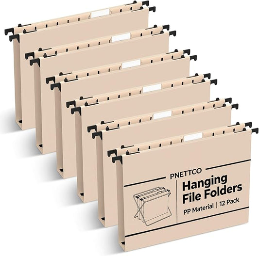 Extra Capacity Plastic Hanging File Folder, 12 Pack Reinforced Hang Folders Letter Size, Heavy Duty 1 Inch Expansion Filing Cabinet Folders for Bulk Files, Medical Charts, Light Pink
