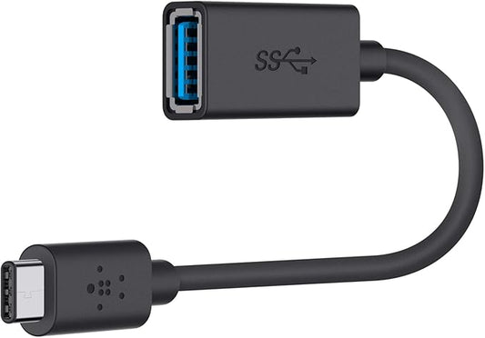 Belkin F2CU036btBLK USB-IF Certified 3.0 USB Type C (USB-C) to USB A Adapter, Compatible with USB-C Devices Including New MacBook and ChromeBook Pixel