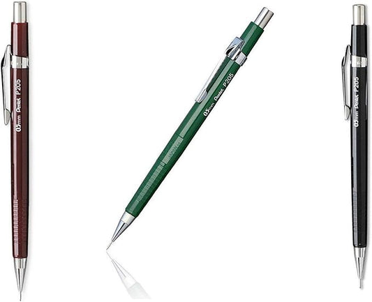 Value Pack of 3 Pentel Sharp Automatic Pencil, 0.5mm, Black, Burgundy, Green Barrels, 3 Pack (P205) by Pentel