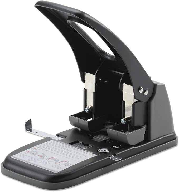 Swingline 2 Hole Punch, Hole Puncher, High Capacity, 100 Sheet Punch Capacity, Fixed Centers, Black (74190)