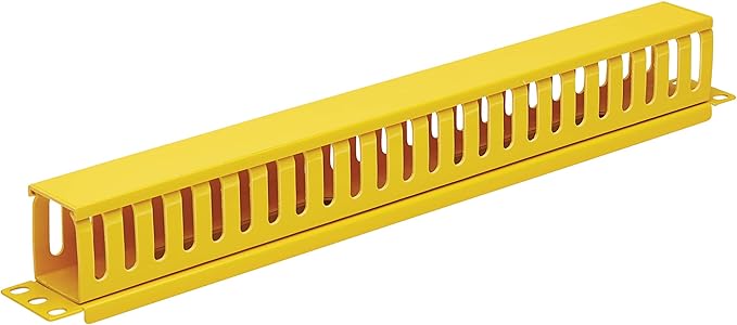 Tripp Lite Horizontal Server Rack Enclosure Cable Manager, Finger Duct with Cover, High-Visibility Yellow Steel, 1U Rack-Mount, Standard 19-Inch, 5-Year Warranty (SRCABLEDUCT1UFC)