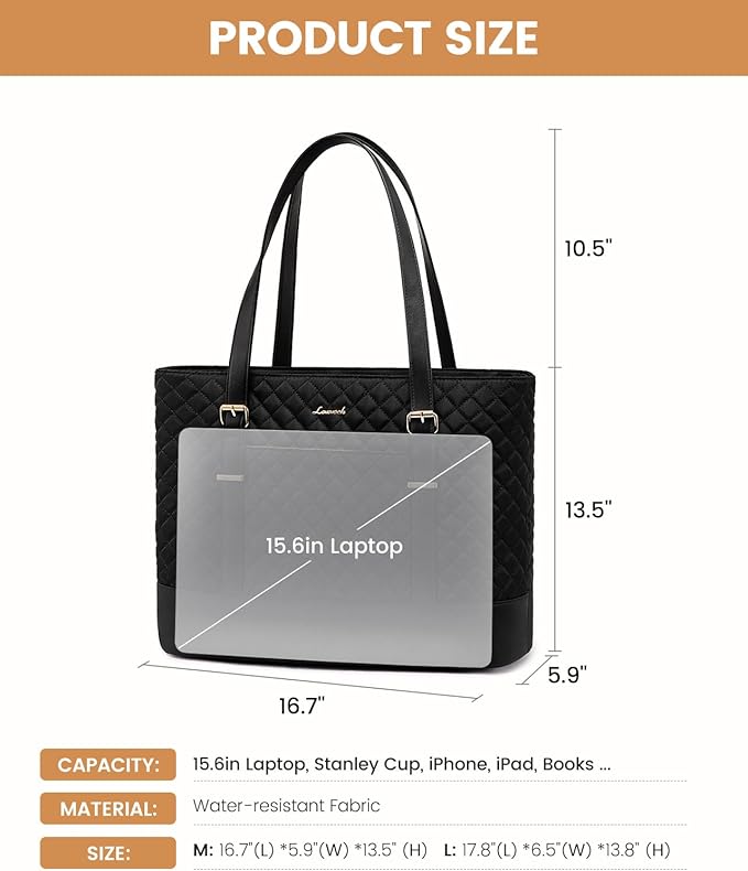LOVEVOOK Laptop Bag for Women, 15.6 Inch Work Tote Computer Bag With Large Cup Holder, Lightweight Large Laptop Briefcase for Travel, Bussiness, Teacher