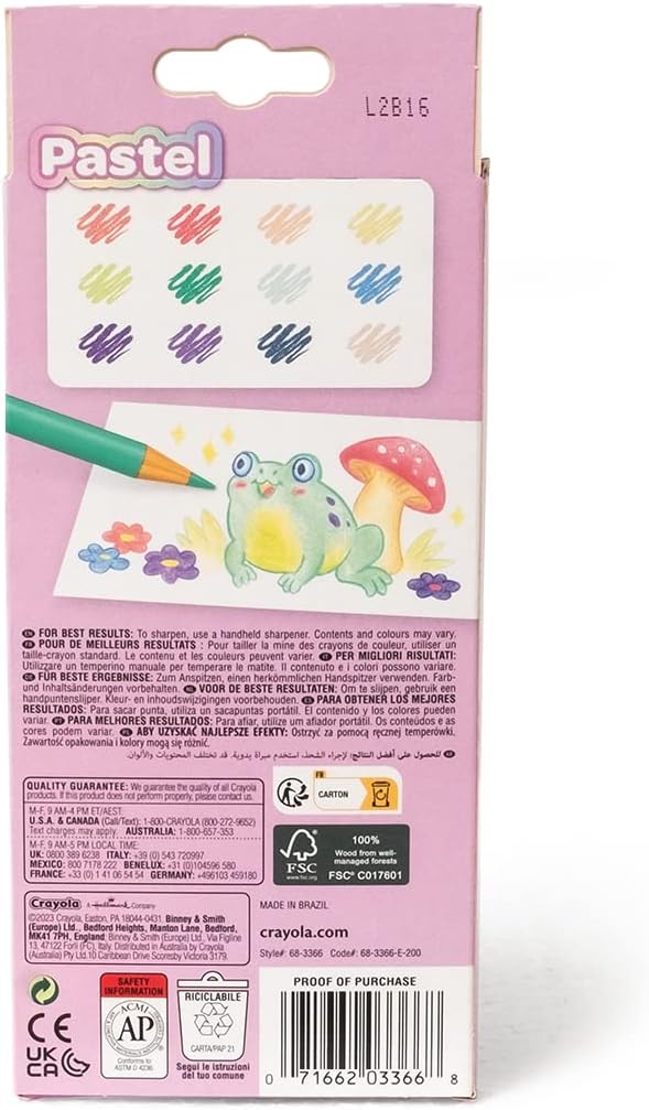 CRAYOLA Pastel Coloured Drawing Pencils, Pack of 12, for School and Leisure, Assorted Pastel Colours