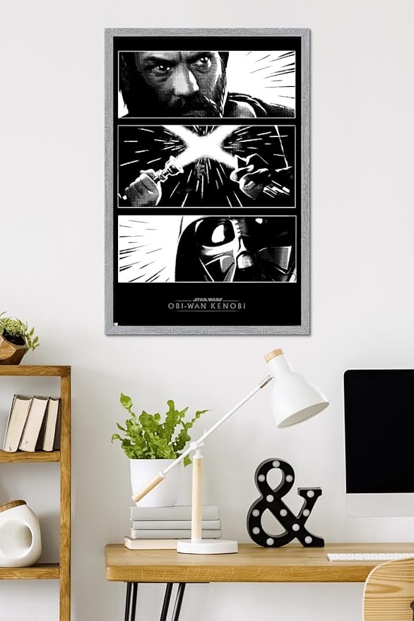 Trends International Star Wars: Obi-Wan Kenobi - Panels Wall Poster, 34L x 22.4W, Gray Framed Version