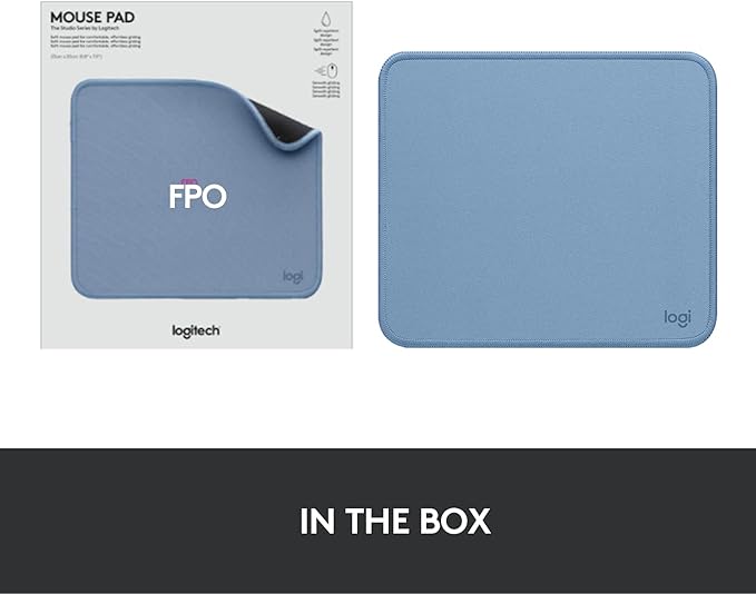 Logitech Mouse Pad - Studio Series, Computer Mouse Mat with Anti-Slip Rubber Base, Easy Gliding, Spill-Resistant Surface, Durable Materials, Portable, in a Fresh Modern Design, Blue Grey