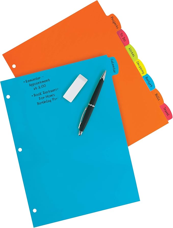 Avery Big Tab Write & Erase Durable Plastic Dividers,8-Tab Set,Multicolor Brights,3 Sets (21210),(Pack of 8)