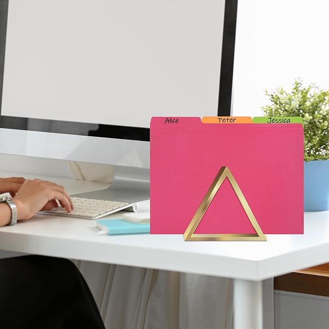 Whaline 24 Pack Neon Colored File Folders Letter Size Pink Orange Yellow Green File Pockets with 1/3 Cut Tab for Home Office Classroom Supplies, 8.9 x 11.6 Inch, 4 Colors