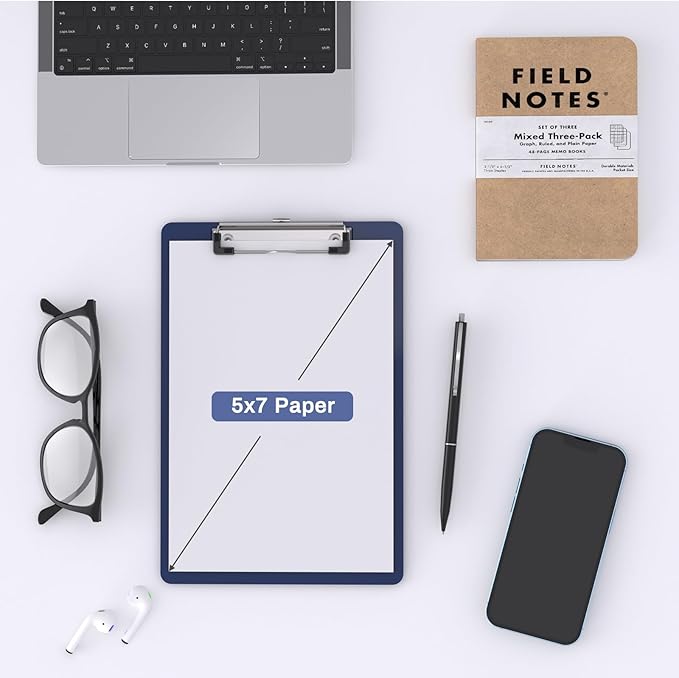 2 Pack Small Clipboards, A5 Plastic Mini Blue Clip Board for Classroom, Students, Kid, Size 6" x 9" with Low Profile Clip, Office & School Supply