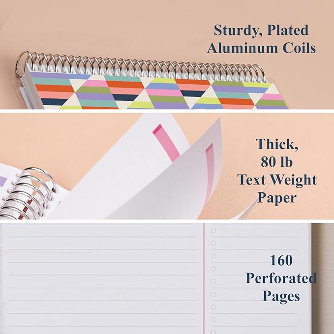 Erin Condren 8.5” x 11” Productivity Spiral Notebook, Lines & Checklist Layout with 80 Lb. Paper, Hypnotic Cover, 160 Productivity Notebook Pages, Platinum Coil, Stickers Included