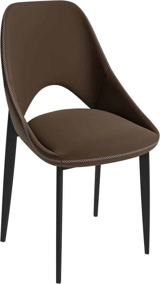 LeisureMod Amalfi Upholstered Fabric Dining Chair – Modern Side Chair with Iron Legs, Mid-Century Accent Chair for Dining Room or Kitchen