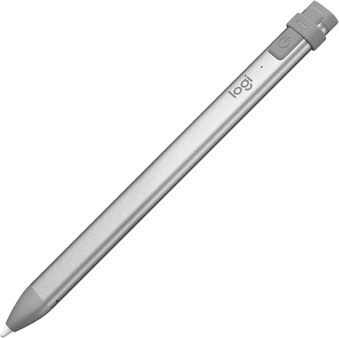 Logitech Crayon Digital Pencil for All iPads (2018 Releases and Later) with Apple Pencil Technology, Anti-roll Design, and Dynamic Smart tip - Grey