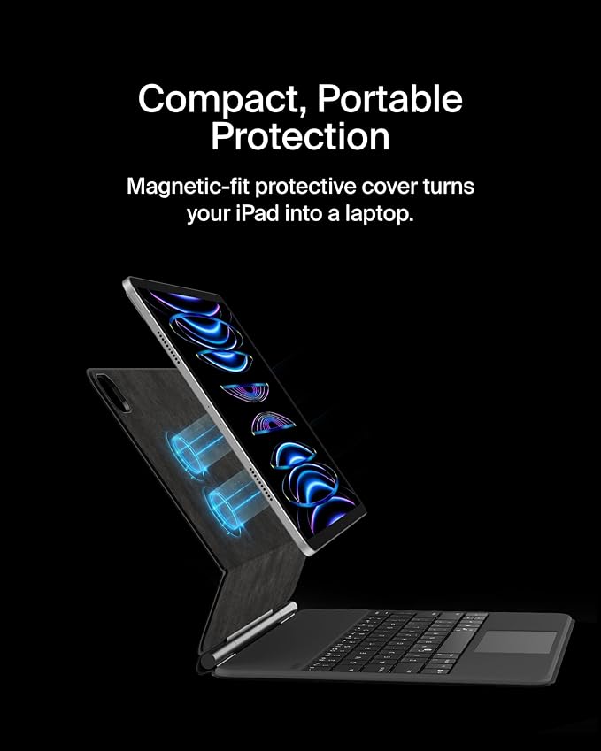 Belkin Pro Keyboard Case w/Magnetic Stand, Backlit Bluetooth Keyboard, Multi-Gesture Controls, Magnetic Apple Pencil Storage Compatibility, & Multimedia Keys for iPad Pro 12.9" & iPad Air 13" - Black