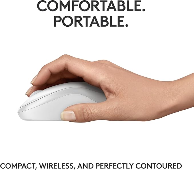 Logitech M240 Silent Bluetooth Mouse, Wireless, Compact, Portable, Smooth Tracking, 18-Month Battery, for Windows, macOS, ChromeOS, Compatible with PC, Mac, Laptop, Tablets - Off White
