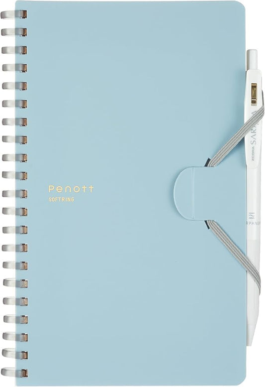 KOKUYO Grid Spiral Journal Notebook, Penott B6 Soft Ring Graph Paper Notebook with 70 Smooth Sheets, 4.1'' x 7.2'' Small Journaling Notebook with Plastic Hardcover, Blue, Japan Import. (SU-SP147S5-B)