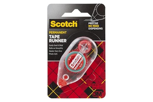 Scotch 6061 Scotch Double Sided Adhesive Roller Tape Runner, Permanent, Acid-Free, Photo-Safe Adhesive for Scrapbooking, Photo Mounting, and Crafts, 0.27 in x 26 ft per Roller, Pack of 4