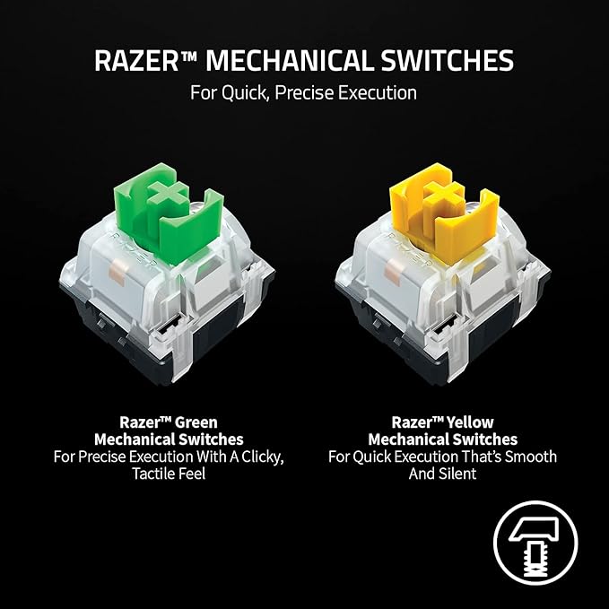 Razer BlackWidow V3 Mini HyperSpeed 65% Wireless Mechanical Gaming Keyboard:HyperSpeed Technology_Yellow Switches_Linear & Silent - Phantom Pudding Keycaps 200Hrs Battery, Green (Renewed)