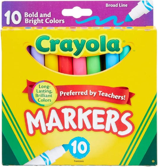 Crayola Markers, Broad Line, 10Ct, Bright and Bold - Pack of 2