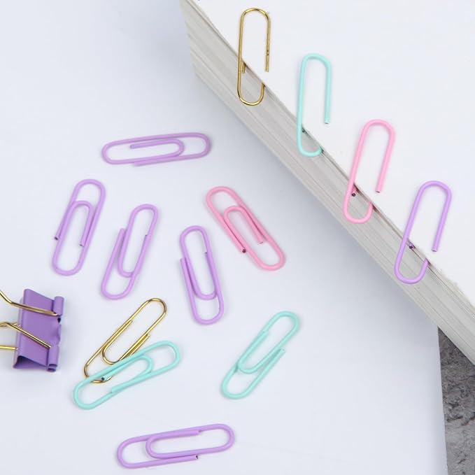 Cute Paper Clips Binder Clips Combo Set, Assorted Size Paper Clips for Office, Cute Office Supplies Set,