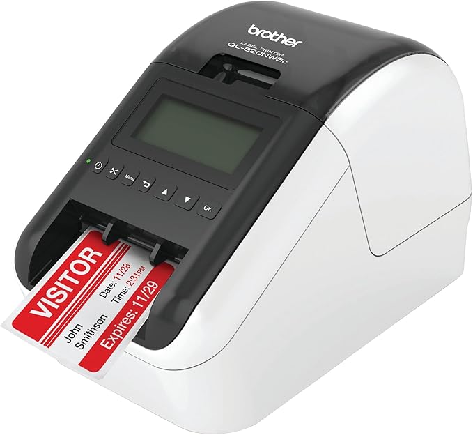 Brother QL-820NWBC Ultra Flexible Label Printer with Multiple Connectivity Options, Black/White, 5.7" x 5" x 9.2"