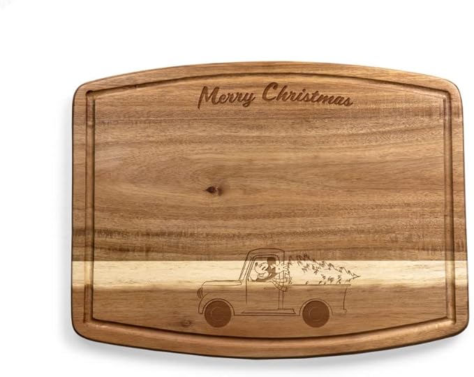 PICNIC TIME Disney Mickey Mouse Christmas Ovale Acacia Cutting Board, Serving Board, Charcuterie Board, (Acacia Wood)