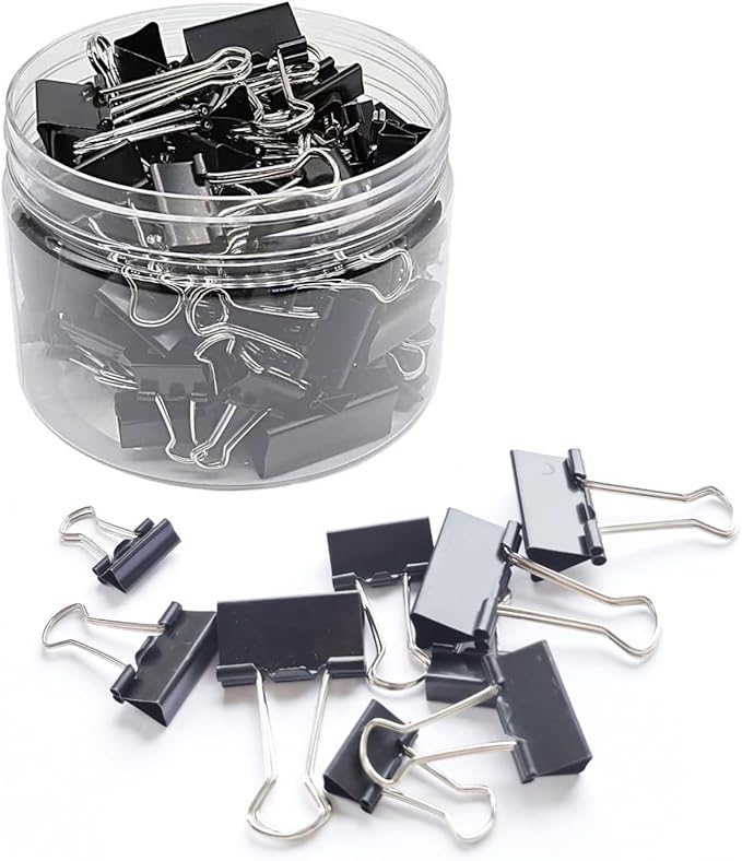 Binder Clips Paper Clamps Assorted Sizes 60 Count (Black), Large, Medium, Small and Micro, 4Sizes in One Pack, Meet Your Different Using Needs