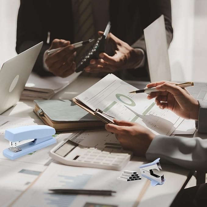 Blue Office Stapler, 25 Sheet Capacity with 2000 Staples and Staple Remover, Desktop Stapler,Blue Office Supplies for Students and Office Clerks