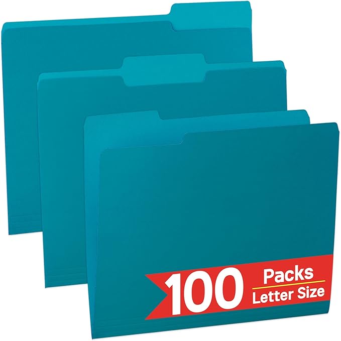 100 Packs Royal Blue File Folder,File Folders Letter Size,1/3-Cut Tabs,8.5x11 Inch File Folders for Office,School and Home,Organizer Documents