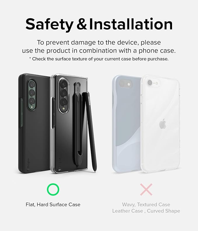 Ringke Slim Case Compatible with Samsung Galaxy S Pen (Fold Edition), Adhesive Premium Hard PC, S Pen Fold Edition Holder Designed for Samsung Galaxy Z Fold 4 (Not for 5) - Black