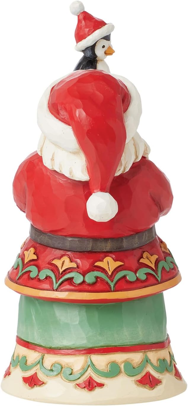 Enesco Jim Shore Heartwood Creek Santa with Presents and a Penguin Pint-Sized Figurine- Resin Hand Crafted Collectible Santa Mini Figurines Christmas Home Decor Holiday Shelf Statue, 6.06 Inch