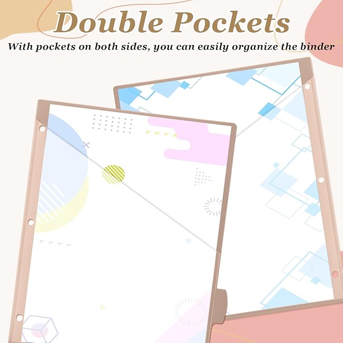 Epakh 24 Pcs Binder Dividers for 3 Rings Binders Index Dividers with Two Clear Pockets Plastics Sheets Protectors with Tab Labels for School Office Organization (Morandi)