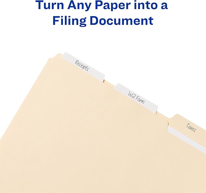 Avery Filing Ultra Tabs, 3" x 1.5", 2-Side Writable, White, 24 Repositionable File Tabs, 48 Packs (74776)