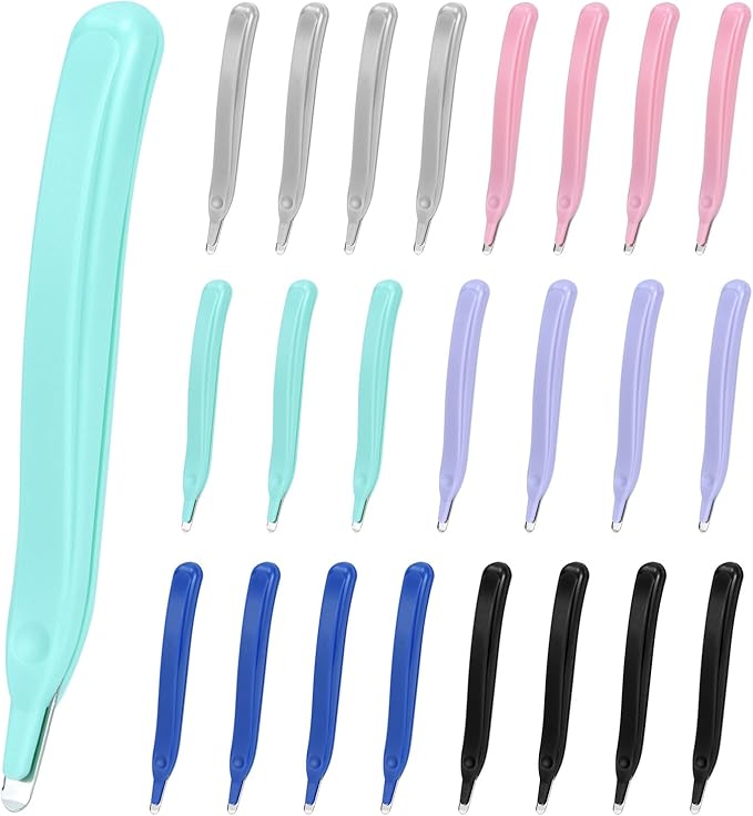 QWORK 24 Pcs Magnetic Staple Remover Bulk, Rubberized Plastic with Stainless Steel Tip and Magnetic End (6 Colors, 4 Pieces Each)