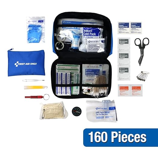 First Aid Only All-Purpose Emergency First Aid Kit for Home, Work, and Travel, 160 Pieces