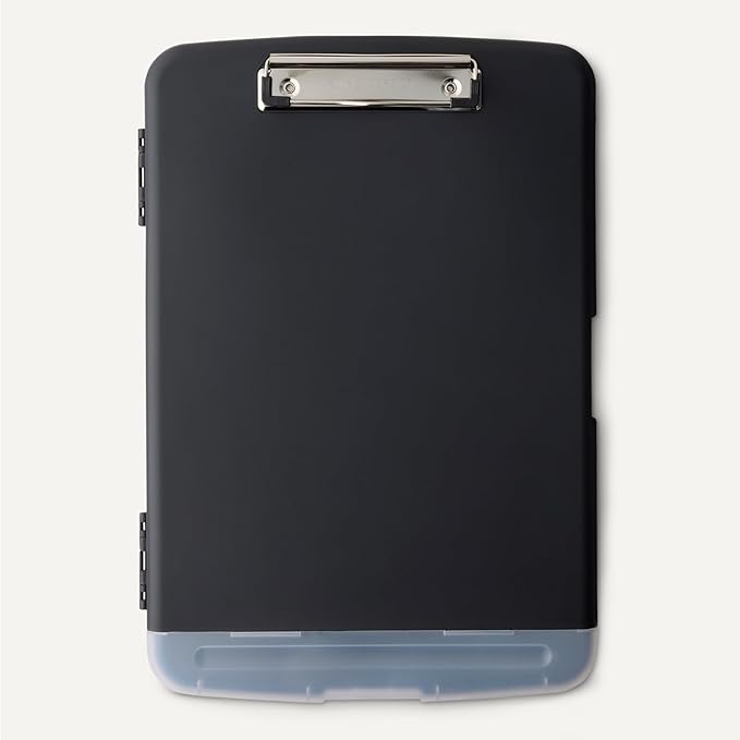 Amazon Basics High Capacity Nursing Clipboard with Storage and Pen Holder, 14.37 x 9.84 x 1.49 inches, Black