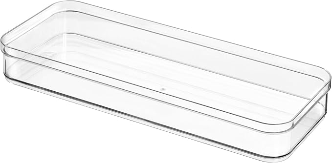 iDesign Plastic Drawer Organizer Bins - Storage for Kitchen, Bathroom, and Desk Drawers - Set of 3 - Clear