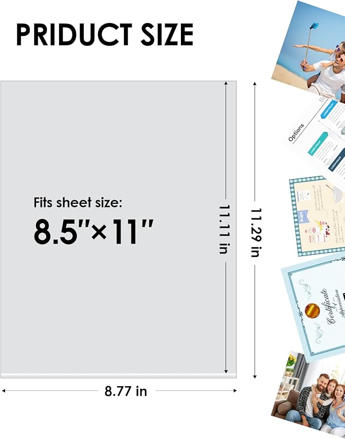 KTRIO No Holes Sheet Protectors 8.5 x 11 Inch Heavy Duty Clear Page Protectors, Plastic Paper Document Sleeves, Letter Size, Top Loading, Acid Free, 100 Pack