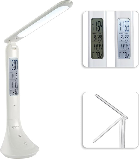 OttLite ClearSun LED Travel Task Lamp - Cordless, Digital Display & Touch Activated Controls - Desk Lamp with Rechargeable Battery - Travel-Friendly & Portable Reading Lamp