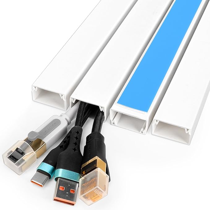 Cord Hider Kit, 58in Cord Covers for Wires on Wall, Paintable Wire Covers for Cords, Self-Adhesive Cable Hider Cord Organizer, Wire Hiders for TV on Wall, 4X L14.5in X W0.96in x H0.57in