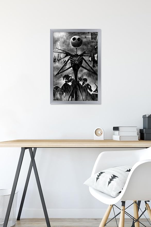 Trends International Disney Tim Burton's The Nightmare Before Christmas - Shadows Wall Poster, 22.4L x 14.7W, Silver Framed Version