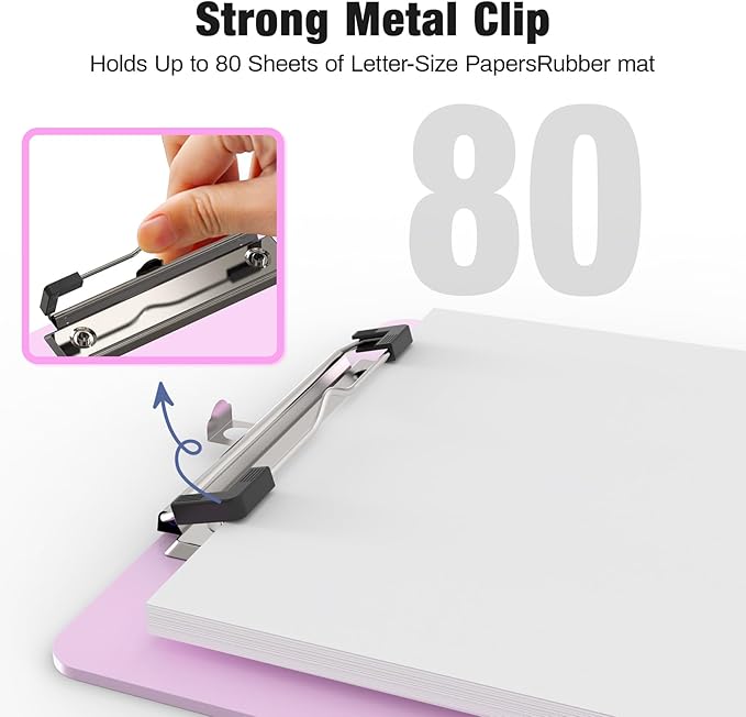 2 Pack Small Clipboards, A5 Plastic Mini Pink Clip Board for Classroom, Students, Kid, Size 6" x 9" with Low Profile Clip, Office & School Supply