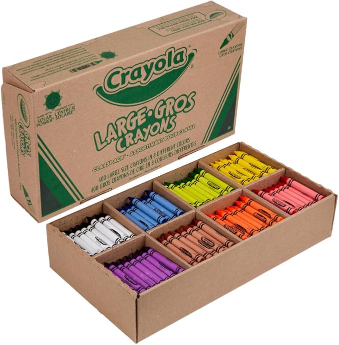 Crayola Crayon Classpack - 400ct (8 Colors), Large Crayons for Kids & Toddlers, Bulk School Supplies, Teacher Classroom Must Have for Preschool & Kindergarten