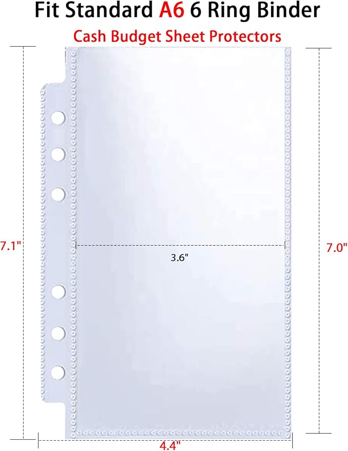 40 Pack 80 Pockets Budget Sheet Protector Sleeves for A6 6 Ring Binder, Ultra-Clear Cash Binder Sleeves, Double-Sided, Top Loading Sheet Protector for Budget Sheet, Currency Collection,3.5x5 Photos