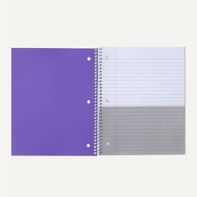 Amazon Basics Wide-Ruled Spiral Notebook, Poly Cover, For Work and School, 100 Sheets, 8.5" x 10.5", Radiant Orchid, 3-Pack
