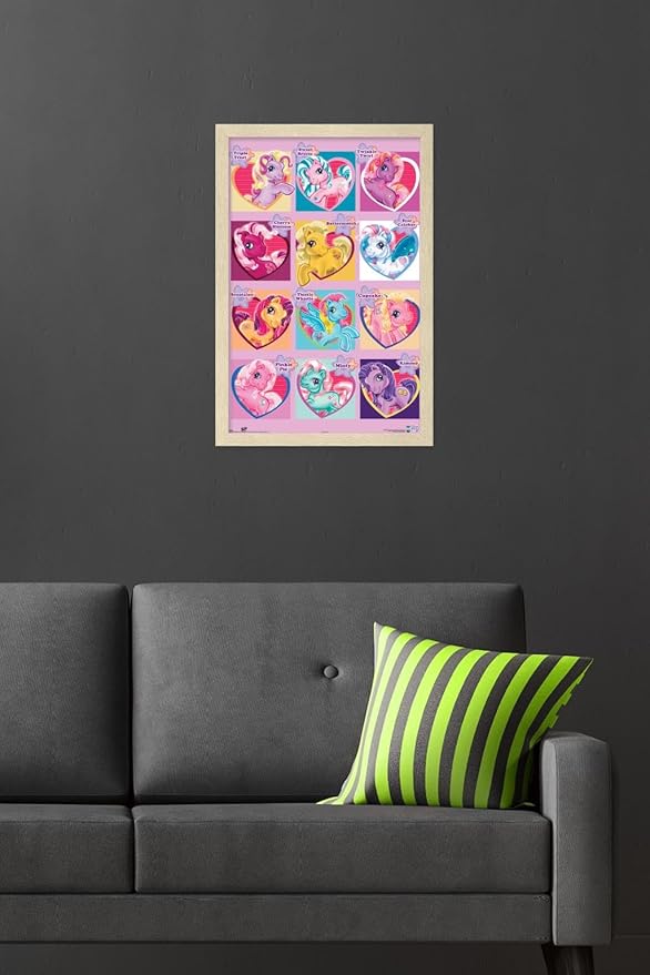 Hasbro My Little Pony - Chart Wall Poster, 22.4L" x 14.7W", Blonde Framed Version