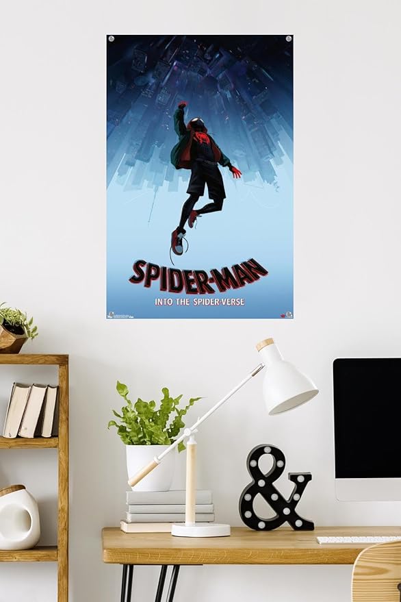 Trends International Marvel Spider-Man - Into The SpiderVerse - Falling Wall Poster, 22.375" x 34", Poster & Pushpin Bundle