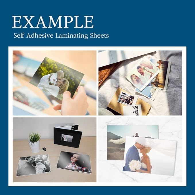 Self Adhesive Laminating Sheets 12.3x17.1 inch, 50 Pack, 4mil Thickness, No-Machine Needed, QuickPeel, Instashield, Stick&GO (50 Sheets, Letter Size 4mil)