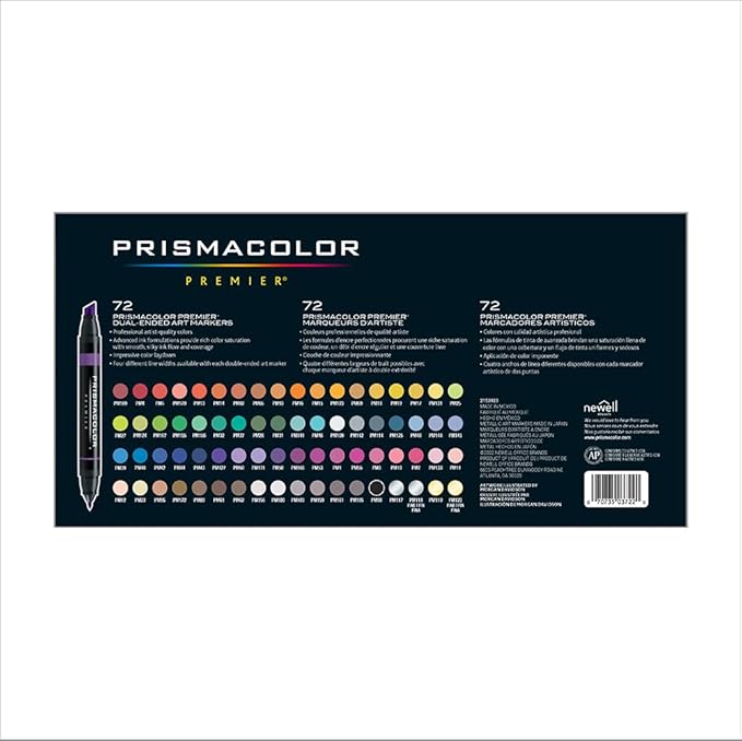 Prismacolor Premier Dual-Ended Art Markers Alcohol Marker Set 72 Count - Assorted Colors Perfect for Adult Coloring Drawing Art Supplies Bible Study Supplies