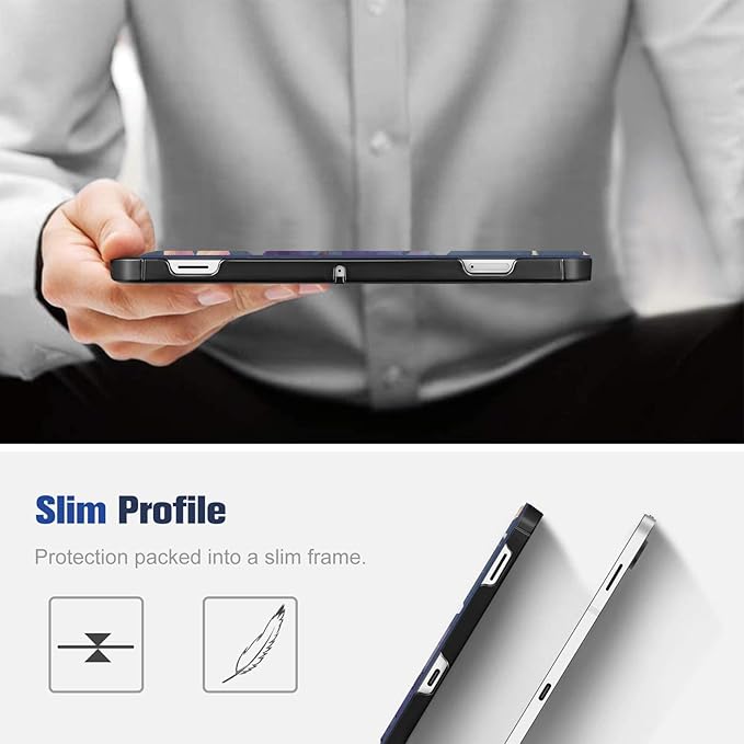 Fintie Slim Case for Samsung Galaxy Tab S10 Lite/ S10 FE/ S9 FE 5G 10.9 Inch/Tab S9 11 Inch with S Pen Holder, Ultra Thin Lightweight Tri-Fold Stand Cover with Auto Wake/Sleep, Blooming Hibiscus