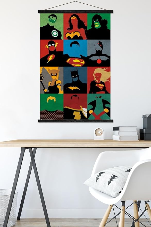 Trends International DC Comics - Justice League - Minimalist Wall Poster, 22.375" x 34", Premium Print and Black Hanger Bundle