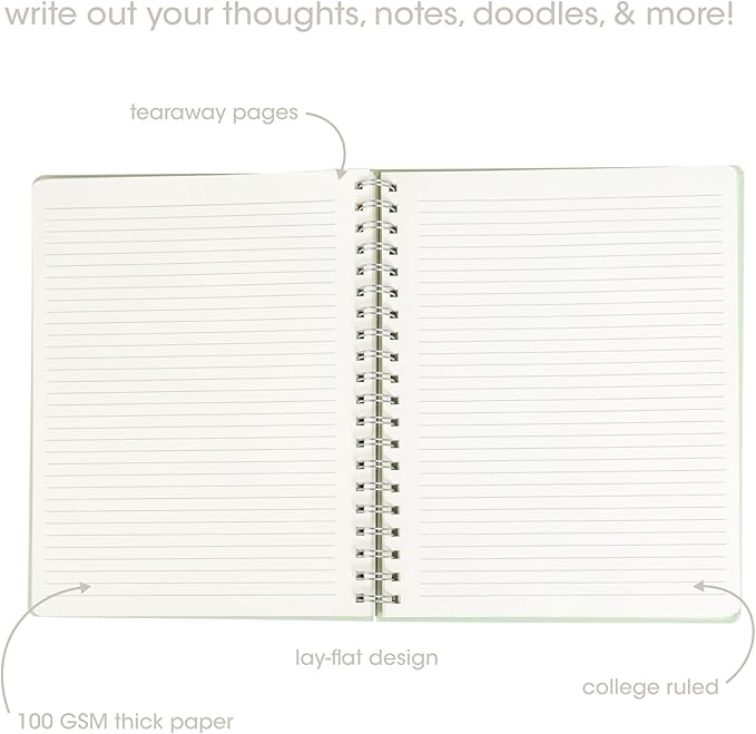 Pearhead Spiral Hardcover Notebook 8x10 – Frog Toile College-Ruled Writing Journal with 200 Lined Pages, Perforated Paper for School, Work & Notes
